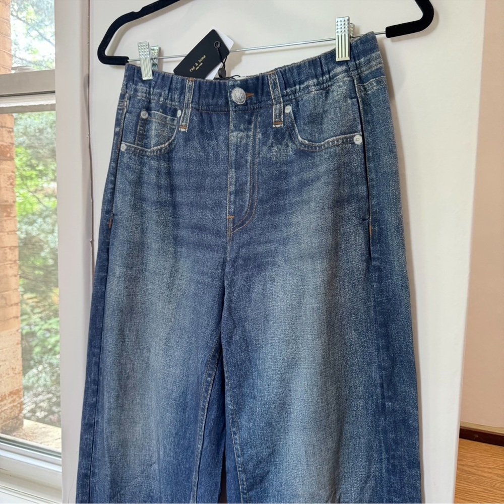NWT Rag & Bone Miramar Wide-Leg Sweatpant Jeans Lenox Dark Blue Small - Picture 6 of 12